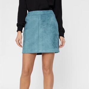 Vero Moda Turquoise Faux Suede Blue Mini Skirt XS